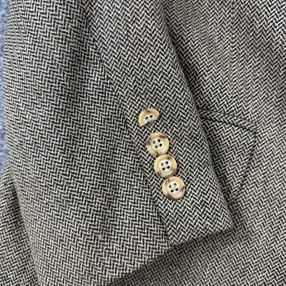 Polo University Club Blazer Mens 40R Brown Silk Wool Herringbone Ralph Lauren
